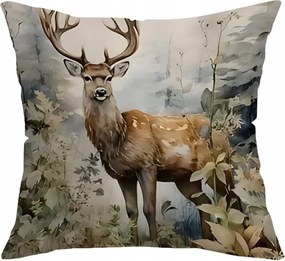 Karácsonyi párnahuzat rénszarvassal, pamut, 45x45 cm
