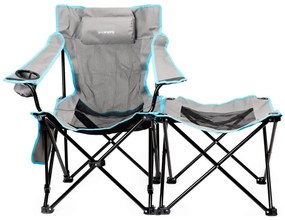 Összecsukható kempingasztal + szék szürke/kék