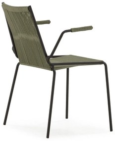 Zöld fém karfás-rakásolható étkezőszék szett 2 db-os Emily – Marckeric