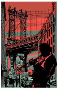 Illusztráció jazz trumpet player in brooklyn, isaxar, (26.7 x 40 cm)