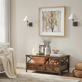 Dohányzóasztal TAYLOR 100x55 cm fiókokkal, rusztikus barna