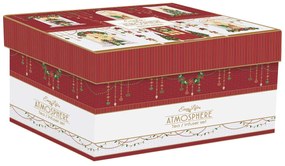 Karácsonyi porcelán ajándék szett teáskanna fém szűrővel 2 porcelán pohárral díszdobozban Festive Avenue