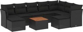vidaXL 10 részes fekete polyrattan kerti ülőgarnitúra párnákkal