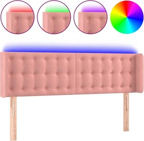 vidaXL rózsaszín bársony LED-es fejtámla 147x16x78/88 cm