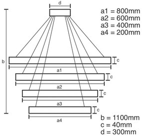 LED állítható fényerejű csillár kábellel LED/165W/230V 3000-6500K + DO
