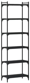 6 szintes fekete szerelt fa könyvespolc 60 x 30 x 188 cm