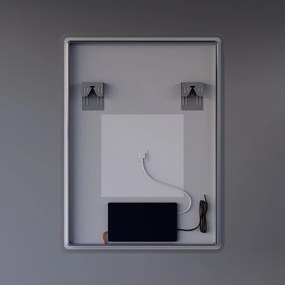 Álló fürdőszobai LED tükör 60x80cm | Páramentesítő - Óra - Fényerő és színhőmérséklet szabályozás | Welland Kath