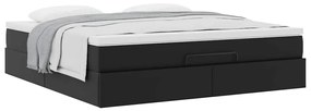 Ottomán ágykeret matraccal fekete 180x200cm műbőrrel