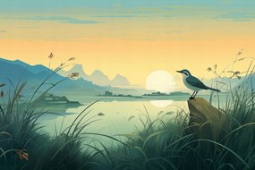 Poszter 91,5x61cm Alkonyat a folyóparti kegyhely felett