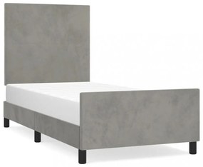 világosszürke bársony ágykeret matrac nélkül 80x200 cm