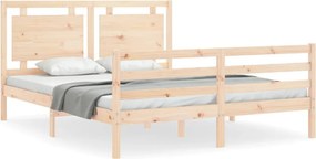 vidaXL tömör fa ágykeret fejtámlával King Size