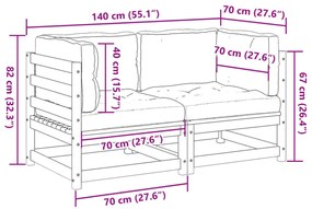 3 részes impregnált fenyőfa kerti ülőgarnitúra párnákkal