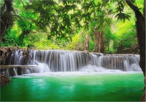 Fotótapéta Flizelin Háttérkép Hálószoba és Nappali Erdei vízesés 312x219