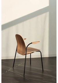 Konyakbarna-natúr színű karfás-rakásolható étkezőszék szett 2 db-os diófa dekorral Book – Gazzda