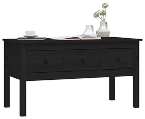 Fekete tömör fenyőfa dohányzóasztal 102 x 49 x 55 cm