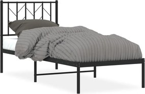 vidaXL fekete fém ágykeret fejtámlával 75 x 190 cm