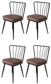 Yildiz Light Brown and Black étkezőszék szett, 4 db, 4 db