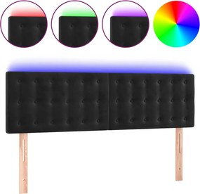 vidaXL fekete bársony LED-es fejtámla 144x5x78/88 cm
