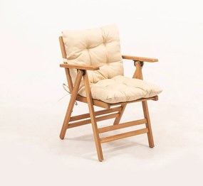 Krémszínű-natúr színű tömörfa kerti fotel – Floriane Garden