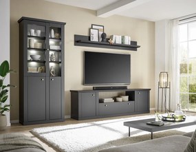 Lincoln széles TV állvány matt fekete/Cremona tölgy