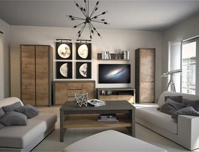 Komód, tölgy lefkas sötét/smooth szürke, MONTANA K3D