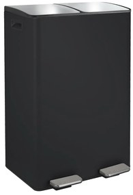 Matt fekete acél szelektív pedálos szemetes 2x30 l Aliya – Spirella