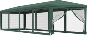 Zöld HDPE rendezvénysátor 10 hálós oldalfallal 3x12 m