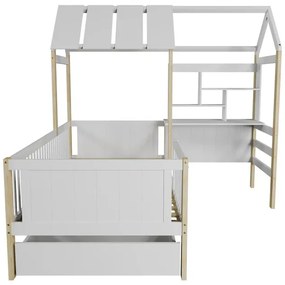 Juskys Yari gyermekágy 178x204x166 cm – fehér/természetes