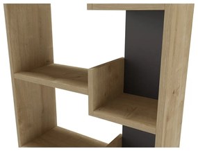 Fekete-natúr színű könyvespolc tölgyfa dekorral 60,5x162 cm Klapo – Marckeric