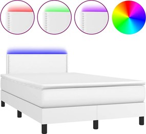 vidaXL fehér műbőr rugós és LED-es ágy matraccal 120x190 cm
