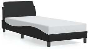 fekete műbőr ágykeret Dover 90x190 cm