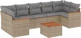 vidaXL 8 részes bézs polyrattan kerti ülőgarnitúra párnával