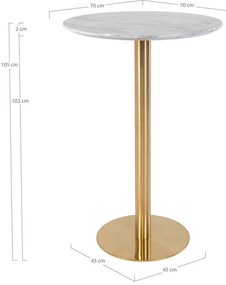 Bolzano Bár asztal, márványhatású lap, sárgaréz hatású láb 70x105 cm