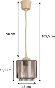 BRILAGI - LED csillár zsinóron R GLASS 1xE27/60W/230V átm. 15 cm bézs/füstös bézs