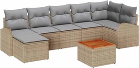 vidaXL Kerti Kanapé Szett párnával 8 pcs Bézs polirattan