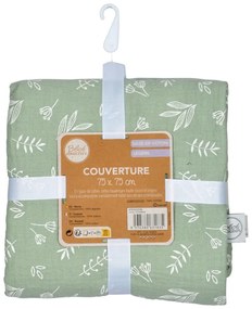 Zöld muszlin gyerek takaró 75x75 cm – Bébé Douceur