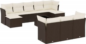 vidaXL 11 részes barna polyrattan kerti ülőgarnitúra párnákkal