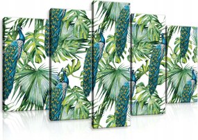 Vászonkép 100x60 Trópusok páva levelek egzotikus természet minta fal harmónia