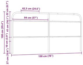 fejtámla sonoma tölgy 190 cm acél és műfa
