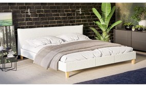 Krémszínű kárpitozott franciaágy ágyráccsal 200x200 cm Tina – Ropez