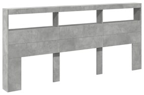 betonszürke áthidalószekrény LED-világítással 220 x 17 x 102 cm