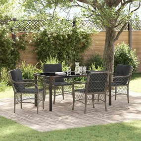 vidaXL Kert étkező szett párnával 5 pcs Szürke polirattan