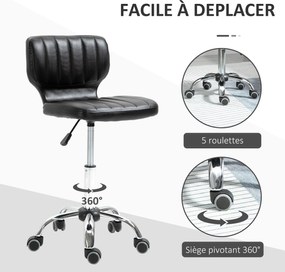 HOMCOM Forgószék - 360°-ban forgó munkaszék - ergonomikus szék - állítható ülésmagasság 47-62 cm - párnázott szintetikus borítás fekete króm fémből |