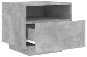 2 db betonszürke éjjeliszekrény LED-világítással 40x39x37 cm