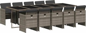 vidaXL 11 részes szürke polyrattan kerti ülőgarnitúra párnákkal