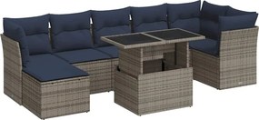 vidaXL 8 részes szürke polyrattan akácfa kerti ülőgarnitúra párnákkal