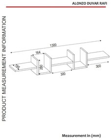 Fali polc ALONZA 20x130 cm fehér