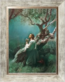 Jézus Az Olajfák Kertjében Szakrális Kép Fehér Díszkeretben 30X40