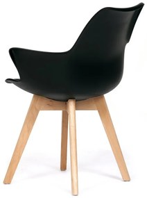 Műanyag Étkezőfotel Fekete Színben Műbőr Ülőpárnával, Bükkfa Lábbal. CT-771