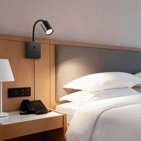 Immax 08295L - PUNTO fali lámpa USB-porttal 1xGU10/9W/230V fekete